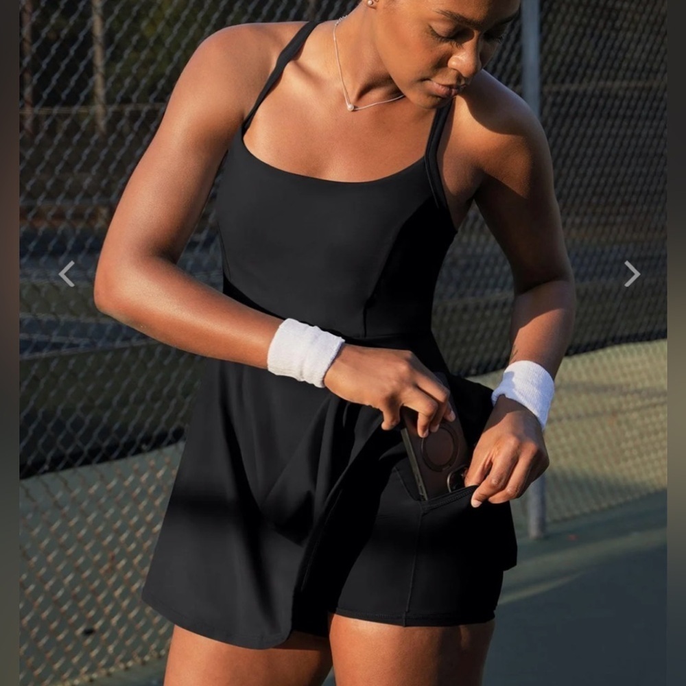 POPILUSH Shapewear Crisscross Back Workout Dress - Picture 2 of 10